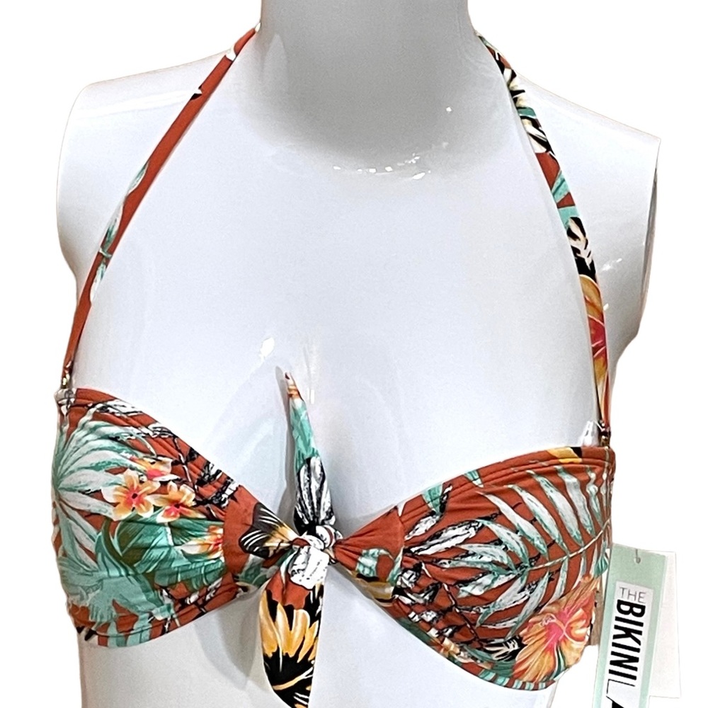 The Bikini Lab Halter Bra Bikini Top Swimwear BL0QA81 RST Floral Prints M NWT